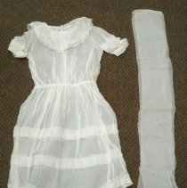 Off-white, organdy confirmation dress with sash