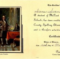 Spelling contest, Irene Svanda, 1936