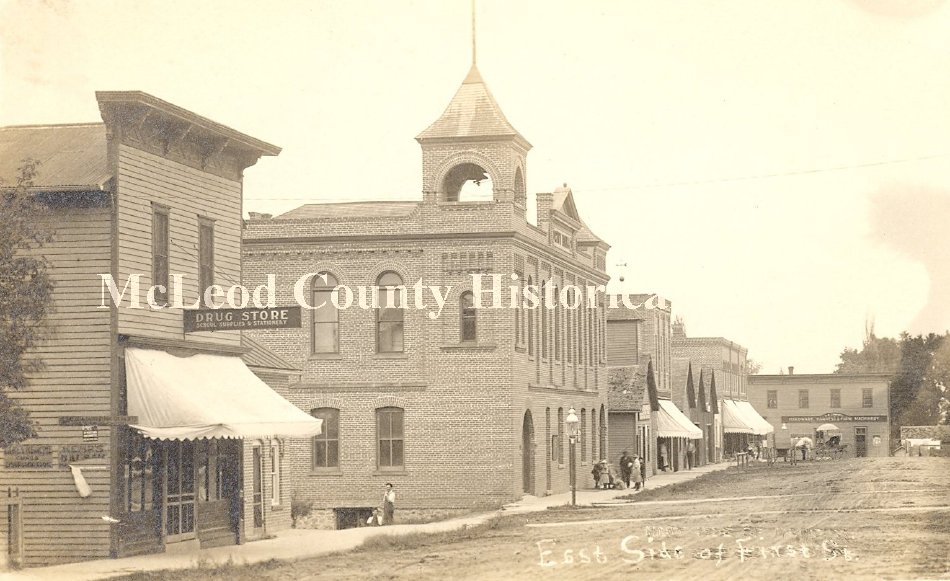Postcard East Side of First St.Winsted, MN McLeod County