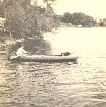 Rob Vollmer in Canoe on Winsted Lake