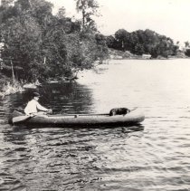 Rob Vollmer in Canoe on Winsted Lake