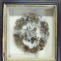 Shadowbox with human hair wreath