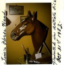 Papiermache horse head sculpture