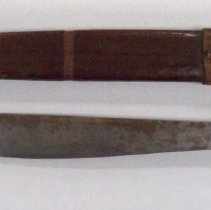 Large bowie knife with wooden sheath