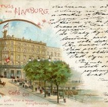 Jungfernstieg urban promenade in Hamburg, Germany, reverse