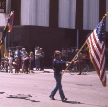 1976 Hutch Water Carnival Parade, Boy Scouts in front of Citizens Bank