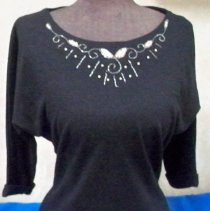 Black knit short sleeve blouse/sweater