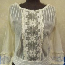 Off-white sheer net shirtwaist (overblouse)