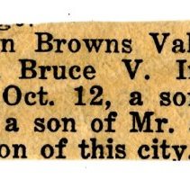 Son to Mr. & Mrs. Bruce Ingerson