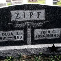 Olga & Fred Zipf grave stone