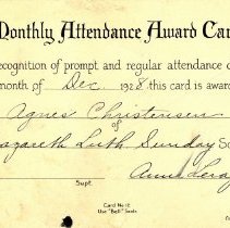 Sunday School Attendance, 1928-Agnes Christensen