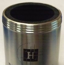 Novelty metal and black foam can koozie