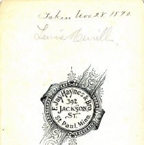 Lewis Harrington Merrill, c.1890, reverse