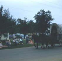 1957 Brownton, MN centennial parade/First State Bank covered wagon