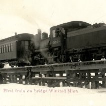 First Luce Line train, Winsted Lake bridge, Winsted, MN