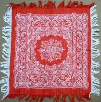 Red and white woven  cotton napkin