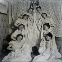 Nine unidentified young ladies at church, Glencoe, MN