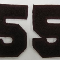 Pair of maroon felt patch number 5