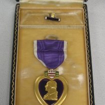 Purple Heart medal, purple bar pin, purple ribbon pin