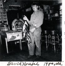 David Horejsi holding fish at Jack's White Owl Inn, Silver Lake, MN