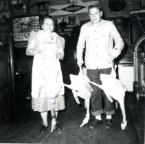 Cecelia Horejsi, David Horejsi & three dressed geese