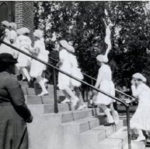 Girls entering St. Joseph's Catholic Church, Silver Lake, MN