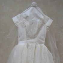 White wedding dress and veil