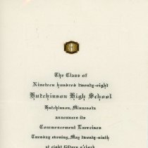 1928 Invitation to Hutchinson HS Commencement