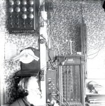 Charles Borgersrode at telephone switchboard-glossy print