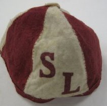 Maroon and white Silver Lake High School beanie