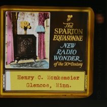 Henry C. Monkemeier, radio advertisement lantern slide