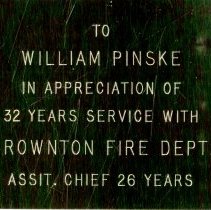 Award plaque-William Pinske