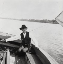 Felton Vollmer & sailboat on Winsted Lake