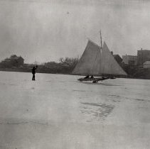 Felton Vollmer on skates; kids in ice boat