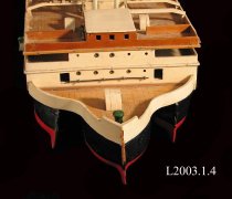 Wooden model of passenger and car ferry.  Battery operated.