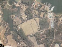 Aerial photo of the area surrounding the Deltaville Maritime Museum