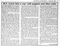 "B.F. Lewis had a way with puppets and blue crabs,"