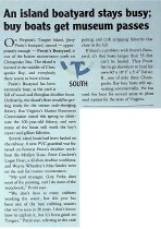 "An island boatyard stays busy; buy boats get museum passes,