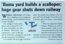 "’Bama yard builds a scalloper; huge gear shuts down railway,"