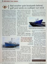 "Bad weather puts boatyards behind; gulf yard sends ex-scalloper out west,"