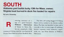 "Alabama yard builds lucky 13th for Mass, owner; Virginia boat burned in do