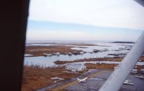 View out of plane window, Tangier Island