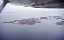 View out of plane window, Tangier Island