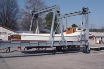 Grover Lee Ownes on the just completed deadrise, Travleler, Deltaville, VA,