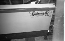 Stern detail of Traveler, a 42' Grover Lee Owens deadrise