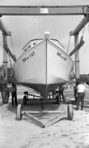The Rob Ann Jay on a lift ready to be launched