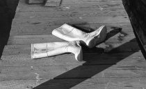 Work boots on the pier