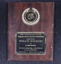 Commemorative Plaque,Willis Wilson, Captain, 48th Urbanna Oyster Festival