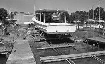 Charter fishing boat on the railway at Wilson's