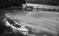 Skiff along the shore of icy Urbanna Creek